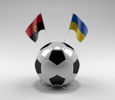 Angola - Ukrayna Futbol Bayrakları, Beyaz Arkaplan - 3D Render