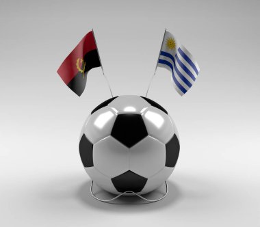 Angola - Uruguay Futbol Bayrakları, Beyaz Arkaplan - 3D Render