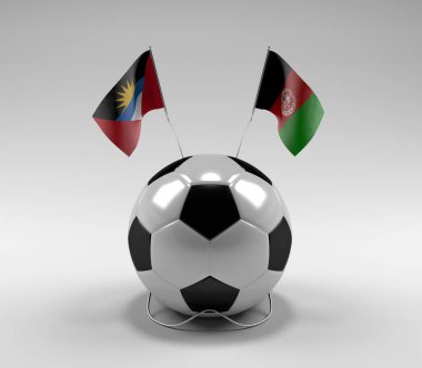 Antigua-ve-Barbuda - Afganistan Futbol Bayrakları, Beyaz Arkaplan - 3D Render