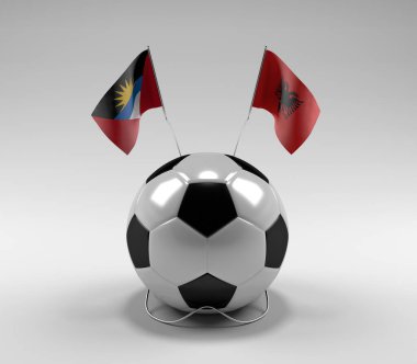 Antigua-ve-Barbuda - Arnavutluk Futbol Bayrakları, Beyaz Arkaplan - 3D Render