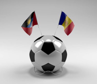 Antigua ve Barbuda - Andorra Futbol Bayrakları, Beyaz Arkaplan - 3D Render