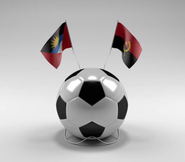 Antigua-ve-Barbuda - Angola Futbol Bayrakları, Beyaz Arkaplan - 3D Render