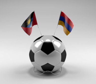 Antigua-and-Barbuda - Ermenistan Futbol Bayrakları, Beyaz Arkaplan - 3D Render