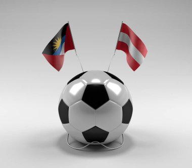 Antigua-and-Barbuda - Avusturya Futbol Bayrakları, Beyaz Arkaplan - 3D Render