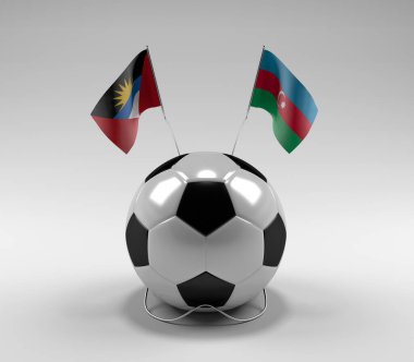 Antigua-ve-Barbuda - Azerbaycan Futbol Bayrakları, Beyaz Arkaplan - 3D Render