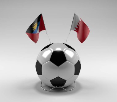 Antigua-ve-Barbuda - Bahreyn Futbol Bayrakları, Beyaz Arkaplan - 3D Render