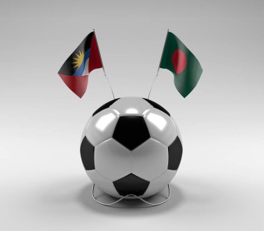 Antigua-ve-Barbuda - Bangladeş Futbol Bayrakları, Beyaz Arkaplan - 3D Render