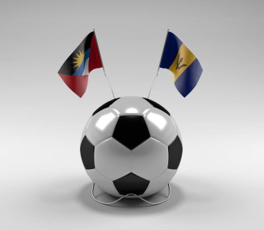 Antigua-ve-Barbuda - Barbados Futbol Bayrakları, Beyaz Arkaplan - 3D Render