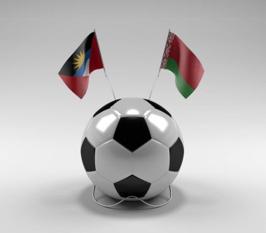 Antigua-ve-Barbuda - Belarus Futbol Bayrakları, Beyaz Arkaplan - 3D Render