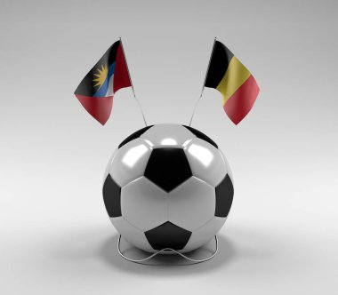 Antigua-ve-Barbuda - Belçika Futbol Bayrakları, Beyaz Arkaplan - 3D Render