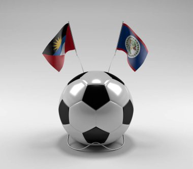 Antigua-ve-Barbuda - Belize Futbol Bayrakları, Beyaz Arkaplan - 3D Render
