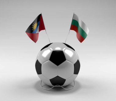 Antigua-ve-Barbuda - Bulgaristan Futbol Bayrakları, Beyaz Arkaplan - 3D Render