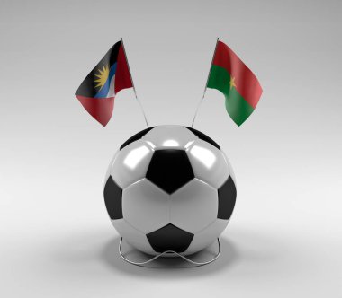 Antigua ve Barbuda - Burkina-Faso Futbol Bayrakları, Beyaz Arkaplan - 3D Render