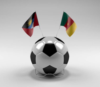 Antigua-ve-Barbuda - Kamerun Futbol Bayrakları, Beyaz Arkaplan - 3D Render