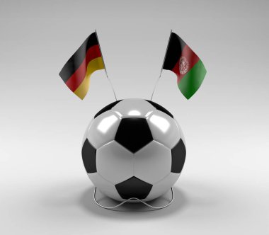 Almanya - Afganistan Futbol Bayrakları, Beyaz Arkaplan - 3D Render
