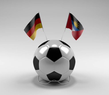 Almanya - Antigua ve Barbuda Futbol Bayrakları, Beyaz Arkaplan - 3D Render