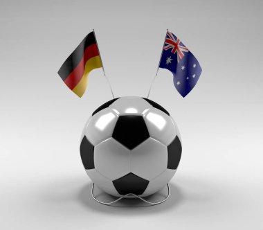 Almanya - Avustralya Futbol Bayrakları, Beyaz Arkaplan - 3D Render