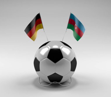 Almanya - Azerbaycan Futbol Bayrakları, Beyaz Arkaplan - 3D Render