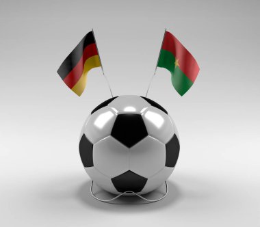 Almanya - Burkina-Faso Futbol Bayrakları, Beyaz Arkaplan - 3D Render