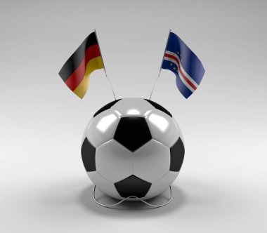 Almanya - Cape-Verde Futbol Bayrakları, Beyaz Arkaplan - 3D Render