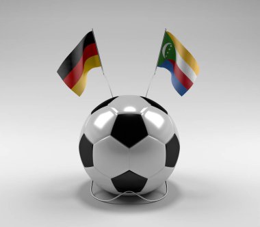 Almanya - Komoros Futbol Bayrakları, Beyaz Arkaplan - 3D Render
