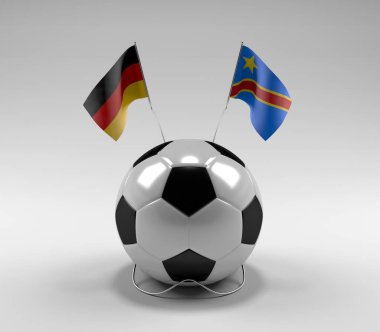 Almanya - Kongo Demokratik Cumhuriyeti Futbol Bayrakları, Beyaz Arkaplan - 3D Render