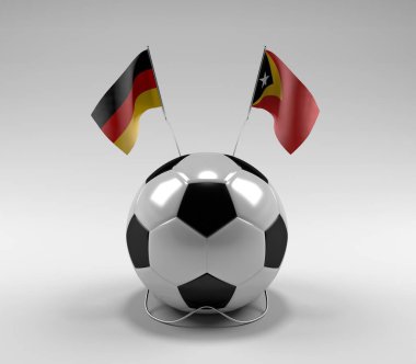 Almanya - Doğu Timor Futbol Bayrakları, Beyaz Arkaplan - 3D Render
