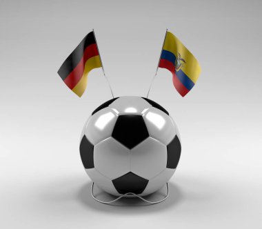 Almanya - Ekvador Futbol Bayrakları, Beyaz Arkaplan - 3D Render