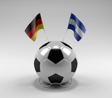 Almanya - El-Salvador Futbol Bayrakları, Beyaz Arkaplan - 3D Render
