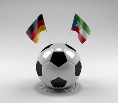 Almanya - Ekvator-Gine Futbol Bayrakları, Beyaz Arkaplan - 3D Render