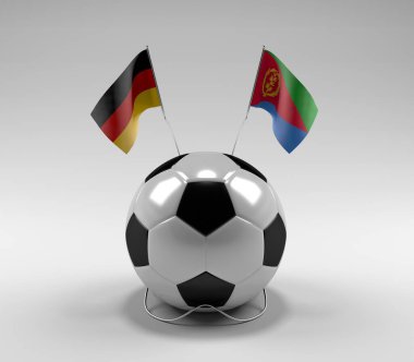 Almanya - Eritre Futbol Bayrakları, Beyaz Arkaplan - 3D Render