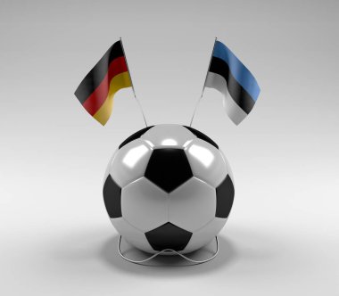 Almanya - Estonya Futbol Bayrakları, Beyaz Arkaplan - 3D Render