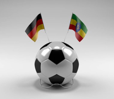 Almanya - Etiyopya Futbol Bayrakları, Beyaz Arkaplan - 3D Render
