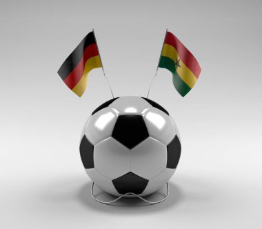 Almanya - Gana Futbol Bayrakları, Beyaz Arkaplan - 3D Render