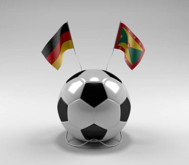 Almanya - Grenada Futbol Bayrakları, Beyaz Arkaplan - 3D Hazırlama