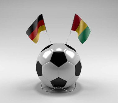 Almanya - Gine Futbol Bayrakları, Beyaz Arkaplan - 3D Render