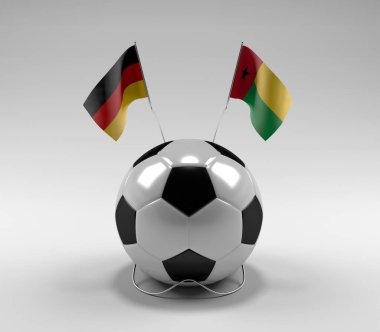 Almanya - Gine-Bissau Futbol Bayrakları, Beyaz Arkaplan - 3D Render