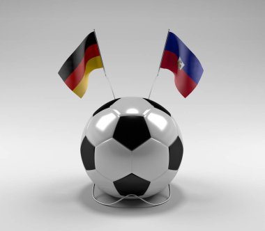 Almanya - Haiti Futbol Bayrakları, Beyaz Arkaplan - 3D Render