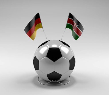 Almanya - Kenya Futbol Bayrakları, Beyaz Arkaplan - 3D Render