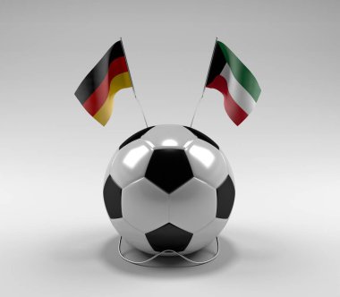 Almanya - Kuveyt Futbol Bayrakları, Beyaz Arkaplan - 3D Render