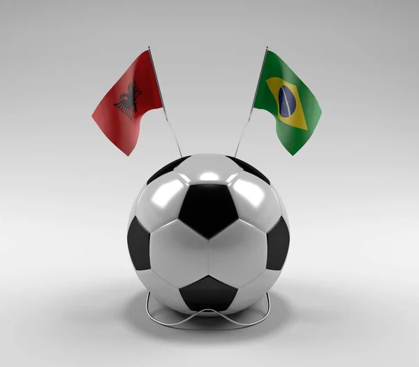 Albanien Brasilien Fotboll Flaggor Vit Bakgrund Render — Stockfoto