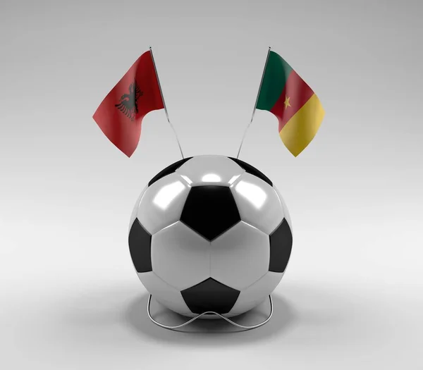 Albanië Kameroen Voetbal Vlaggen Witte Achtergrond Render — Stockfoto