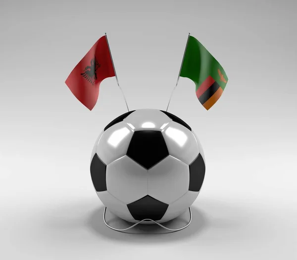 Albania Zambia Football Flags White Background Render — ストック写真