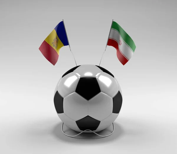 Андорра Футбольные Флаги Ирана Белый Фон Рендер — стоковое фото