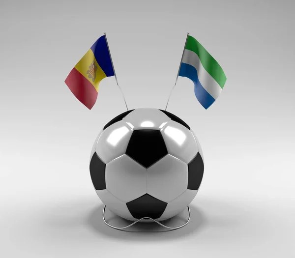 Andorra Banderas Fútbol Sierra Leona Fondo Blanco Render —  Fotos de Stock