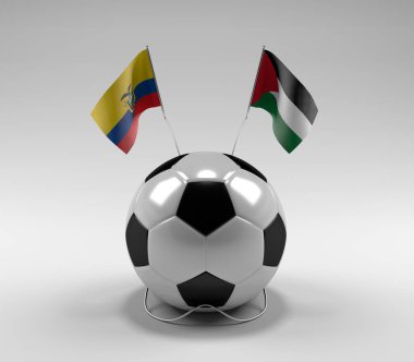 Ekvador - Filistin Futbol Bayrakları, Beyaz Arkaplan - 3D Render