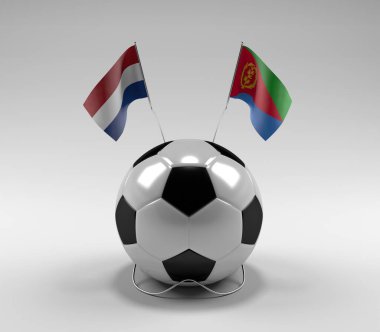 Hollanda - Eritre Futbol Bayrakları, Beyaz Arkaplan - 3D Render