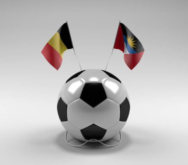 Belçika - Antigua ve Barbuda Futbol Bayrakları, Beyaz Arkaplan - 3D Render