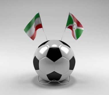 İran - Burundi Futbol Bayrakları, Beyaz Arkaplan - 3D Render