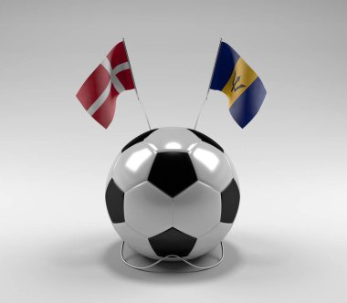 Danimarka - Barbados Futbol Bayrakları, Beyaz Arkaplan - 3D Render